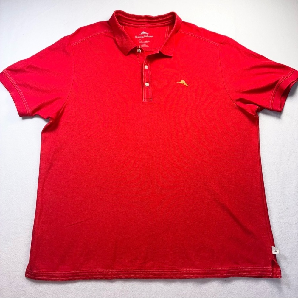 Tommy Bahama Polo Shirt 2XB Supima Cotton Red Short Sleeve Golf Preppy Vacation